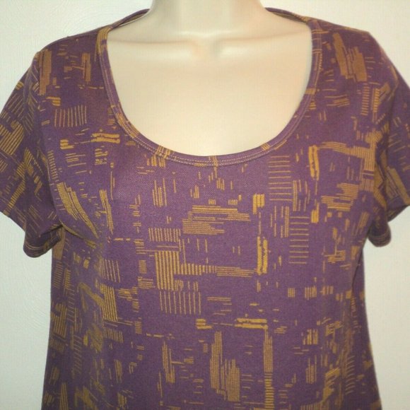 LuLaRoe Sz Small Top Magenta & Camel-Gold Abstract - Picture 2 of 7